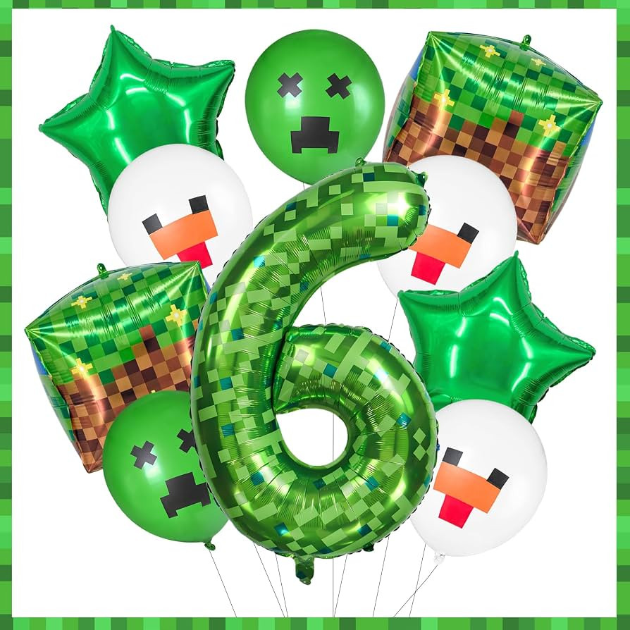 40 Inch Giant Green Pixel Miner Themed Number Foil Balloons, Mining Green Birthday Party Decorati... | Amazon (US)