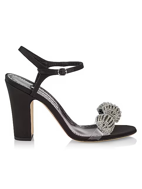 Elhob Crystal-Embellished Satin Ankle-Strap Sandals | Saks Fifth Avenue