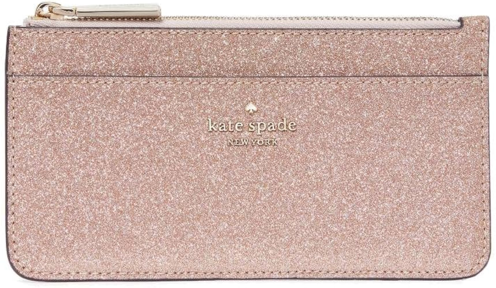 Kate Spade Wallet for Women Shimmy Boxed Large Slim Card Holder Glitter, Rose gold | Amazon (US)