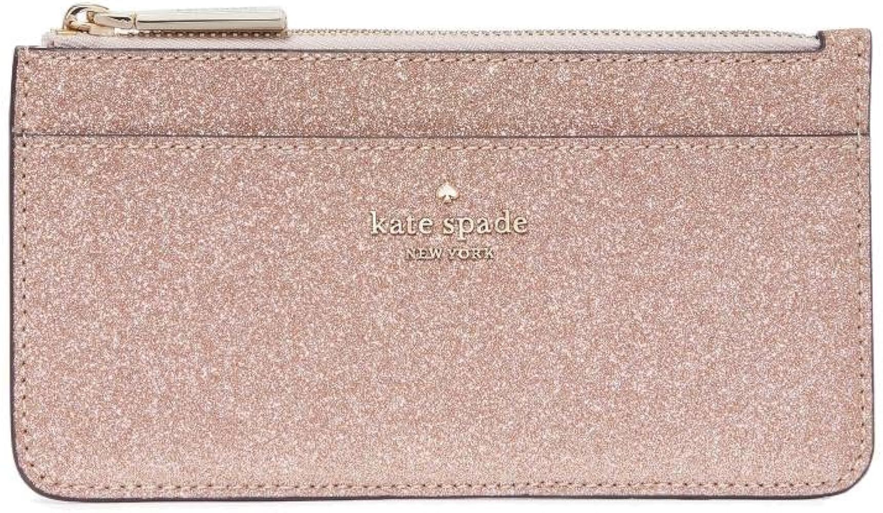 Kate Spade Wallet for Women Shimmy Boxed Large Slim Card Holder Glitter, Rose gold | Amazon (US)