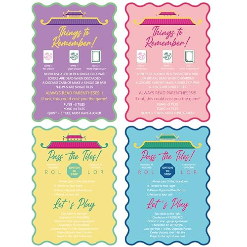 BrightRow 4 Pcs Mahjong Shuffler Cards for Tiles Mixing & Shuffling Portable Mah Jong Accessories Gift Party Supplies Waterproof Rules Printed Mixer 7 x 5 in for Tiles Lover(Pastel,Wave,City Tower) | Amazon (US)