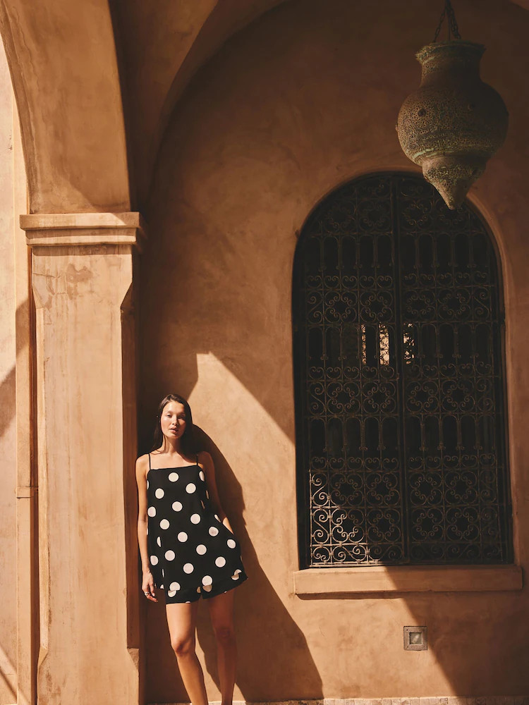 Black/White Spot Shorts with Linen | Next EU