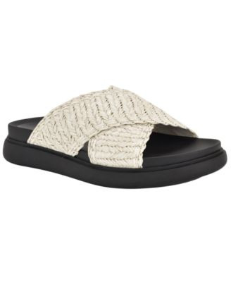 Calvin Klein Women's Pacen Woven Crisscross Flat Sandals - Macy's | Macy's