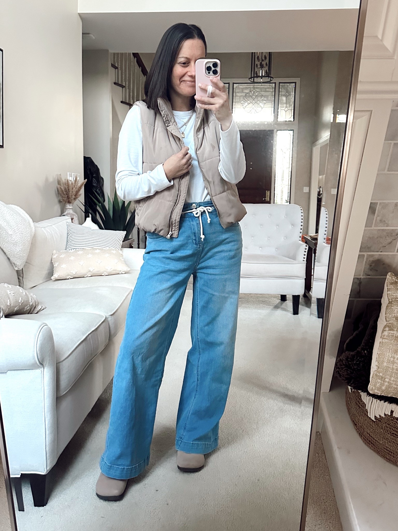 Mom outfit of the day! Amazon vest runs tts, Amazon wide leg jeans run tts, Amazon long sleeve white tee runs true to size.



#LTKmomlife #LTKootd #LTKOver40