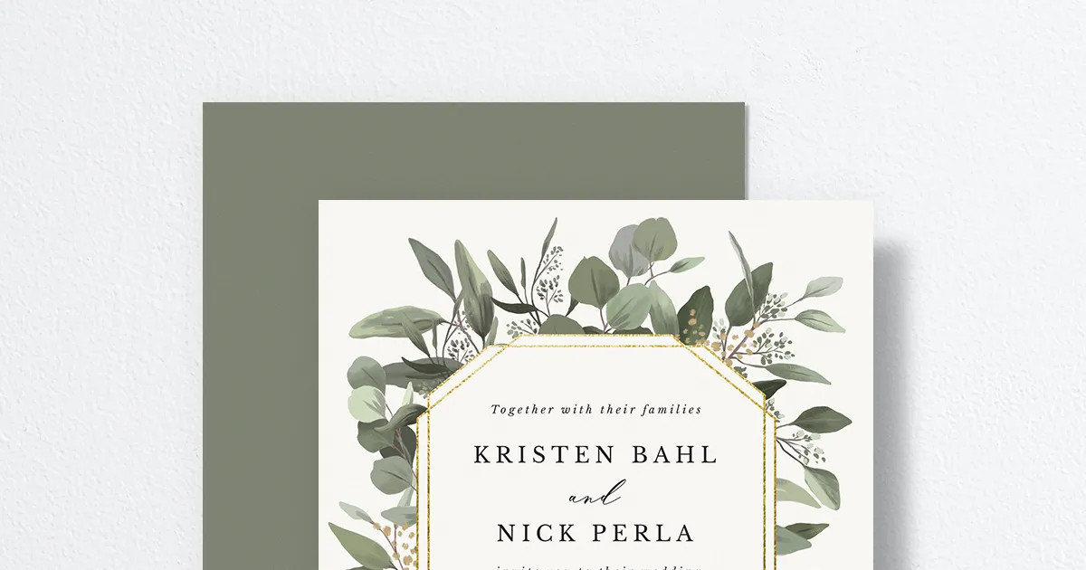 Eucalyptus Frame Wedding Invitations | The Knot 