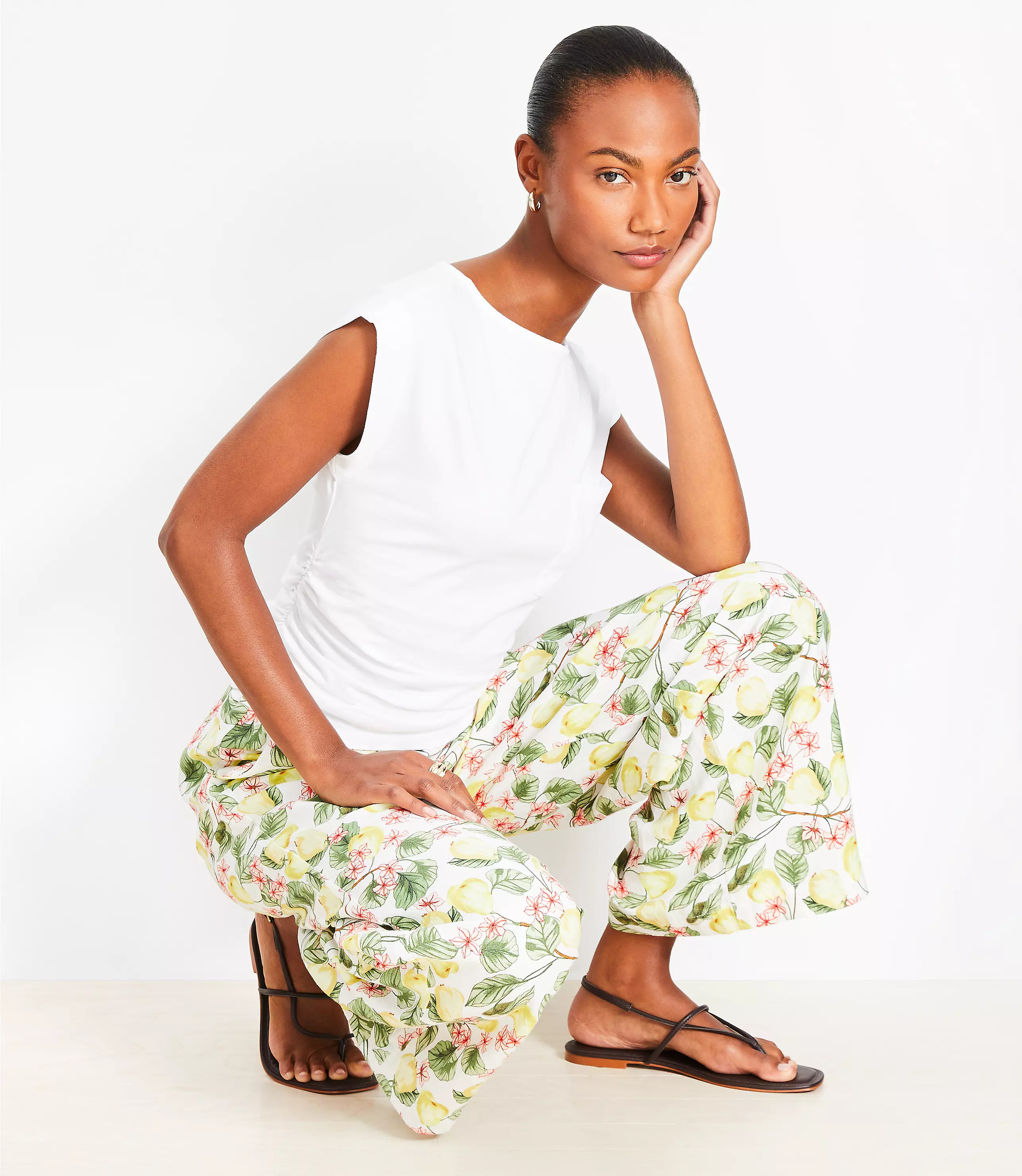 Petite Ruched Boatneck Pocket Tee | LOFT