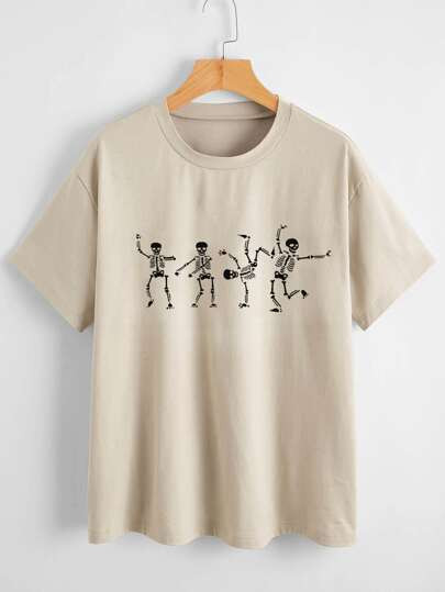 Skeleton Print Drop Shoulder Tee
   SKU: swtee01210127363      
          (9918 Reviews)
        ... | SHEIN