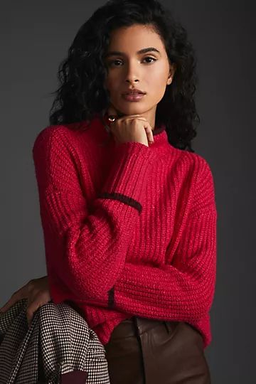 The Maeve Mock-Neck Color-Tipped Sweater | Anthropologie (US)