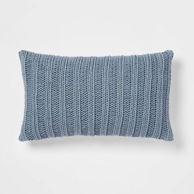 Oversized Chunky Rib Knit with Linen Reverse Throw Pillow - Threshold™ | Target