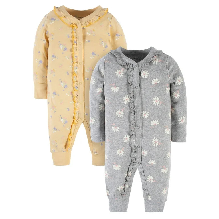 Modern Moments by Gerber Baby Girl Coveralls, 2-Pack, Newborn-24 Months | Walmart (US)
