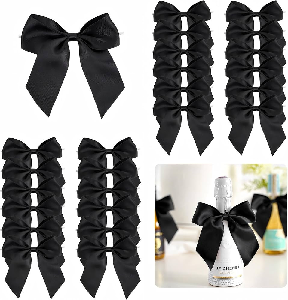 4.5" Satin Ribbon Black Bows for Gift Wrapping, Twist Tie Bows, Cute Bows for Crafts, Party Favor... | Amazon (US)