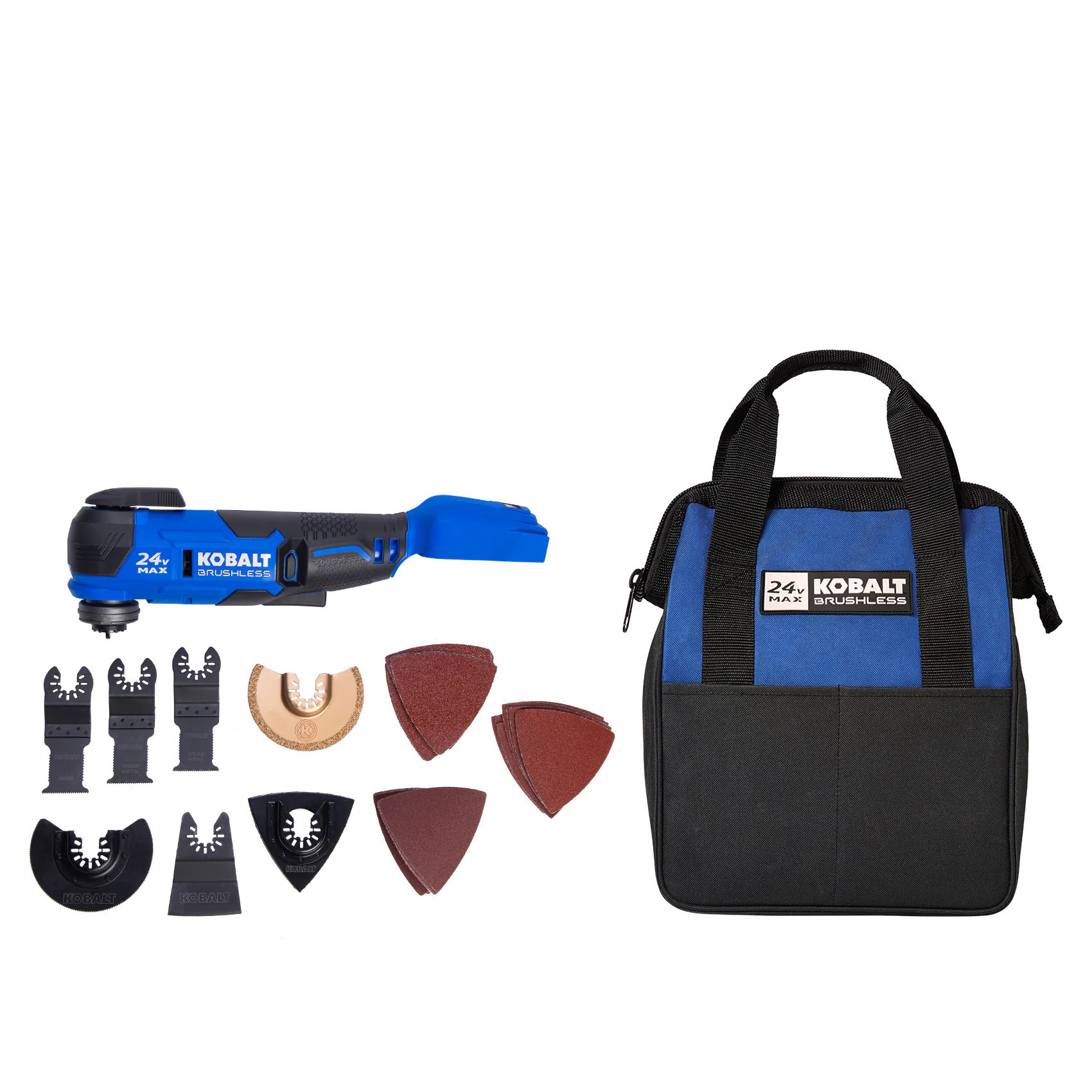 Kobalt 24-volt Cordless Brushless Variable speed 17 -Piece Oscillating Multi-Tool with Soft Case | KMT 224B-03 | Lowe's