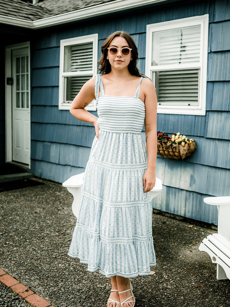 Sullivan Blue and White Striped Maxi | Confête