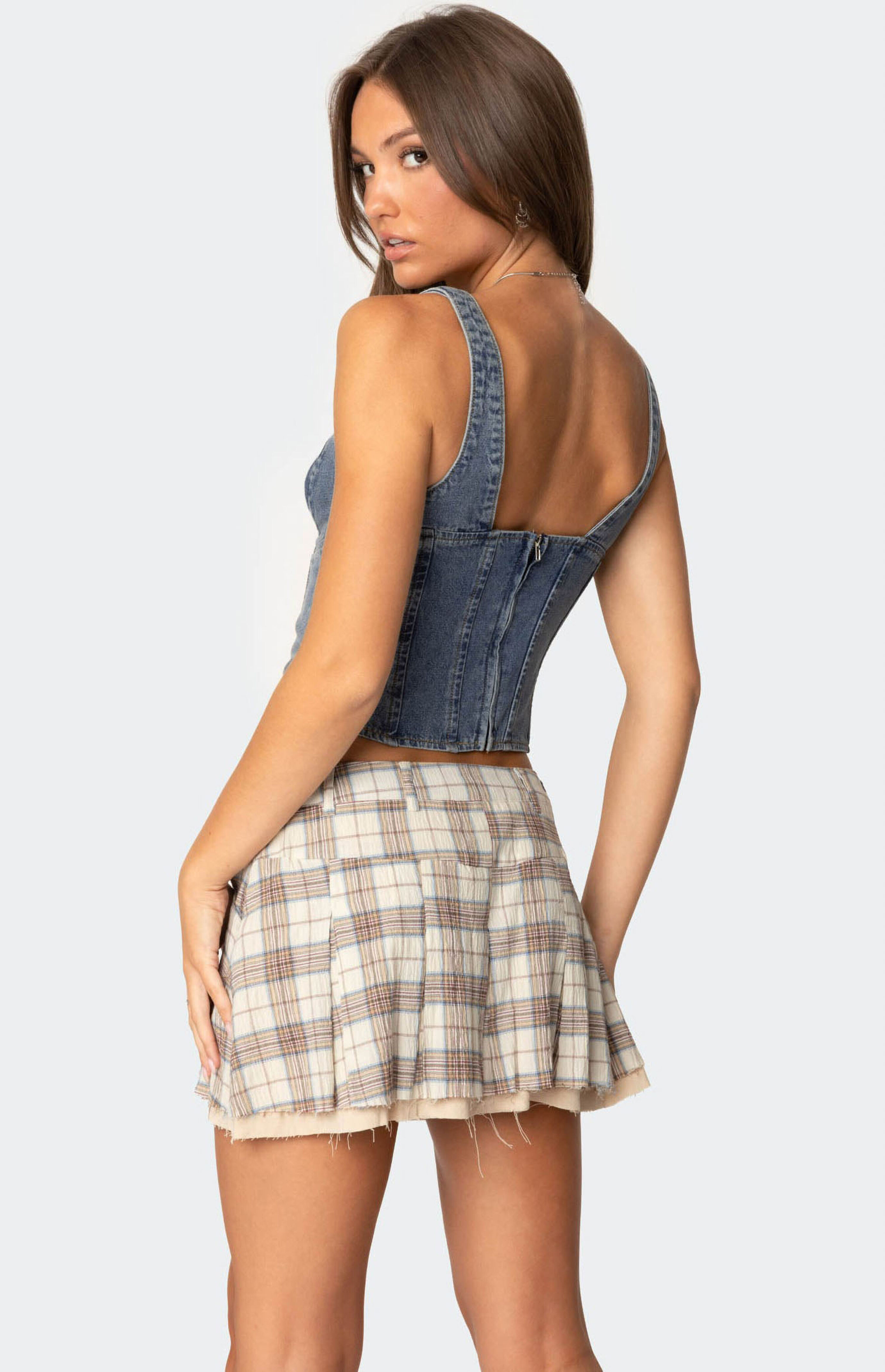 Edikted Pollie Denim Bustier Top | PacSun