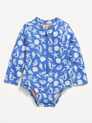 Printed Zip-Front Rashguard One-Piece Swimsuit for Baby | Old Navy (US)