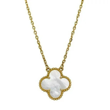 Pre-Owned Van Cleef & Arpels Alhambra Necklace Yellow Gold YG White VCAR5900 f-20676 15mm 42cm 750 K18 Mother of Pearl Flower (Good) | Walmart (US)