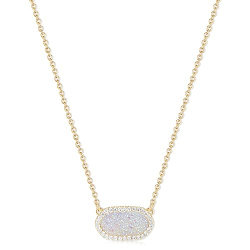 Pendant Necklace for Women,14K Gold-Plated Natural Gemstone, 15" with 2.6" Extender,Gift Box Velv... | Amazon (US)