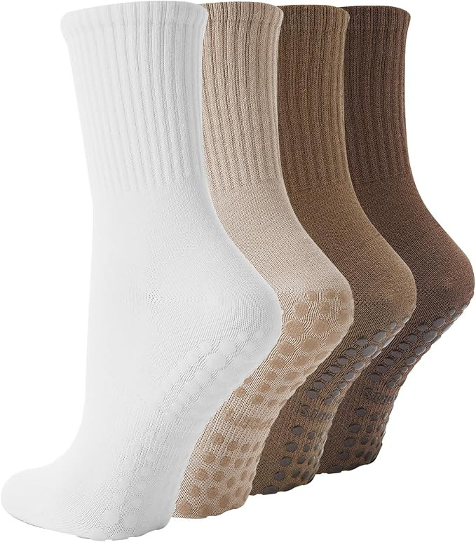 TOAMOUR 4 Pairs Pilates Socks with Grips for Women, Non Slip Yoga Athletic Ballet Barre Dance Wor... | Amazon (US)