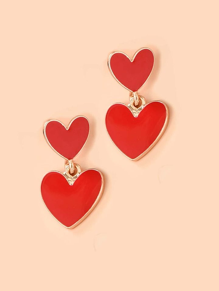 1pair Fashion Heart Drop Earrings For Women For Daily Decoration | SHEIN