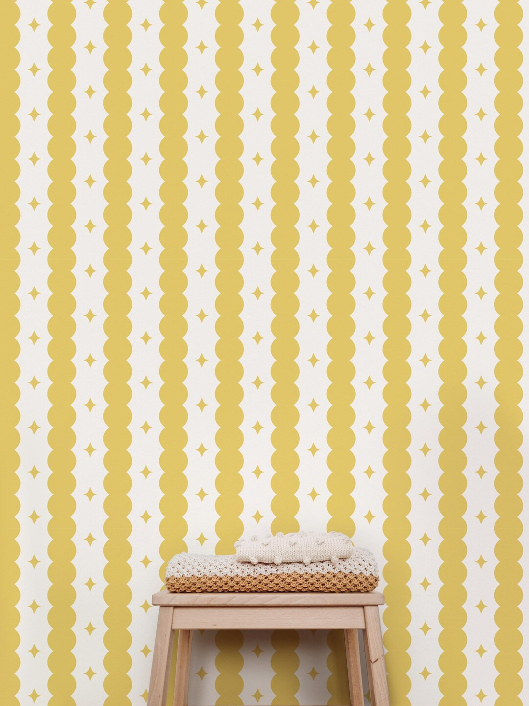 Bubble Scallop Diamond Wallpaper, Playful Modern Stripe Decor, WP#24 - Etsy | Etsy (US)