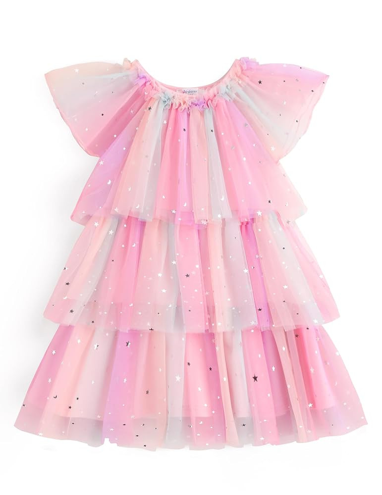 Arshiner Girls Tulle Dress Toddler Layered Tutu Dresses Rainbow Sequin Summer Party Birthday Wedd... | Amazon (US)
