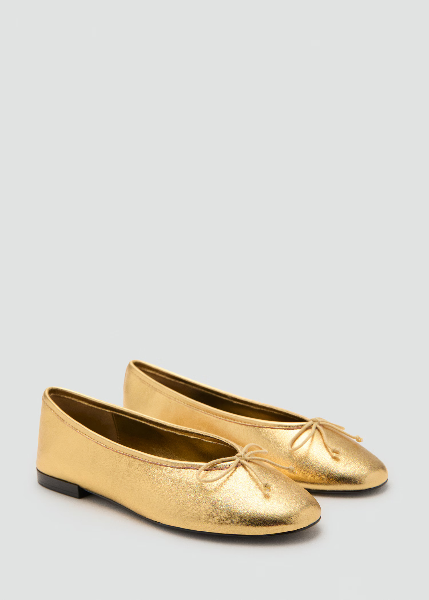 Leather ballet flats with bow | Mango (US/MX/AU)