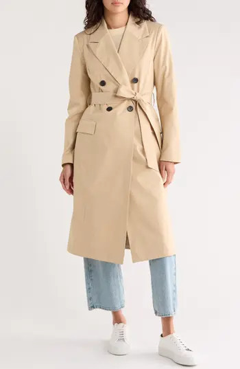 Avec Les Filles Water Resistant Double Breasted Trench Coat in Sandy Tan at Nordstrom Rack, Size Medium | Nordstrom Rack