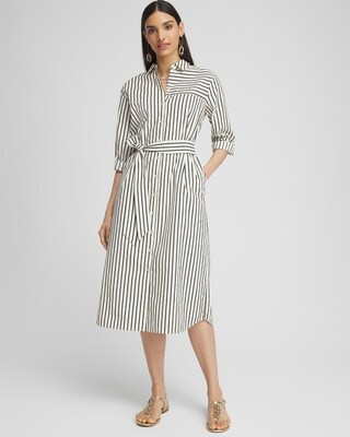 Cotton Stripe Midi Shirt Dress | Chico's