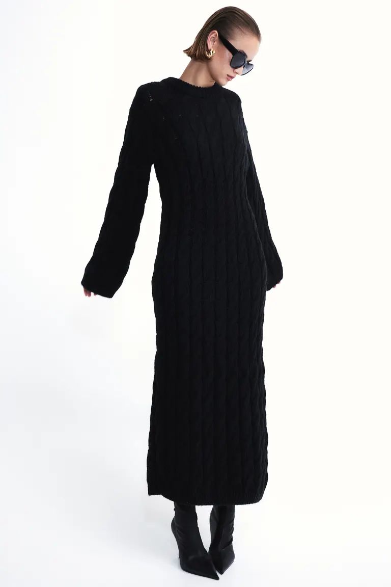 Cable-knit Midi Dress - Black - Ladies | H&M US | H&M (US)