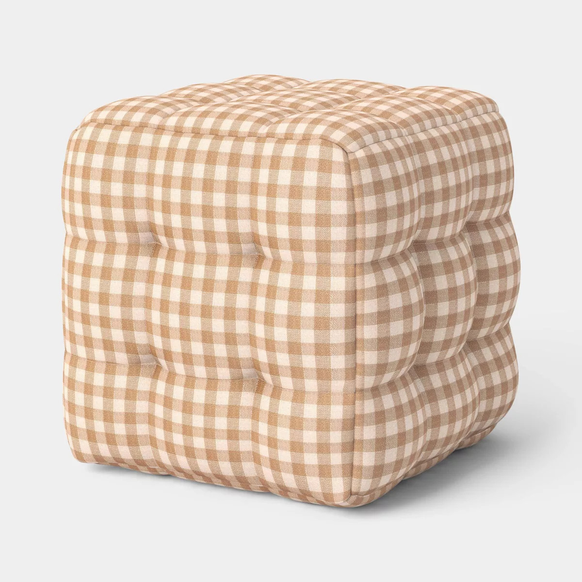 Dorm Tufted Gingham Ottoman Tan - Room Essentials™ | Target