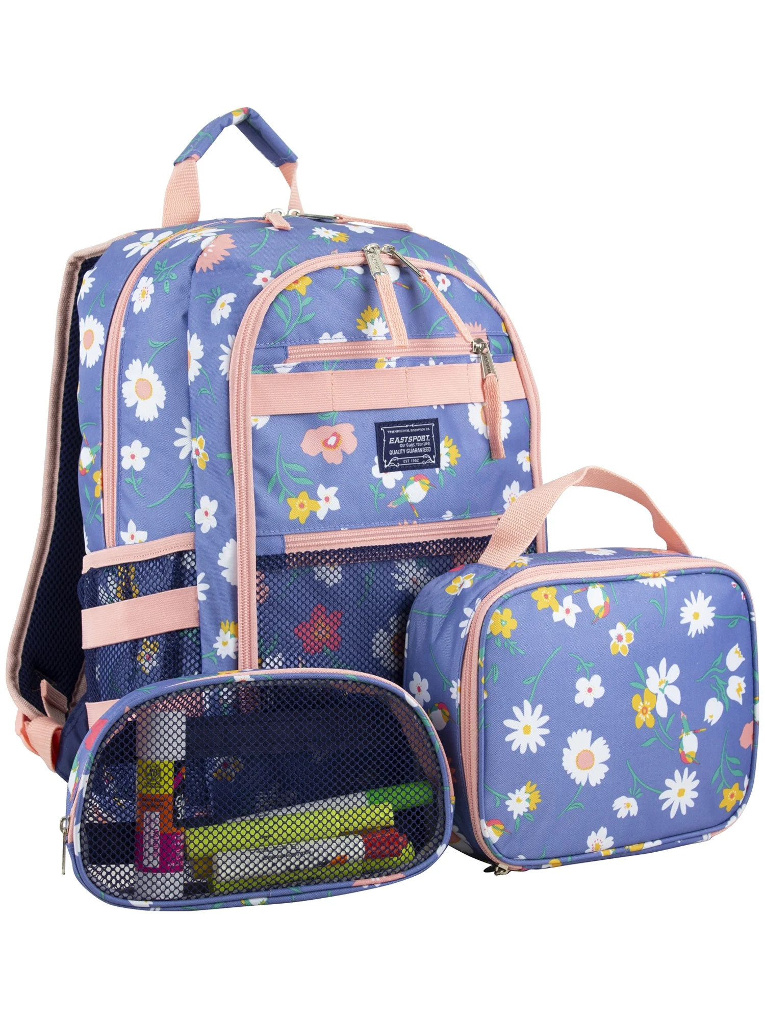 Eastsport Unisex 3-Piece Combo Backpack with Lunch Box and Pouch, Summer Flowers | Walmart (US)