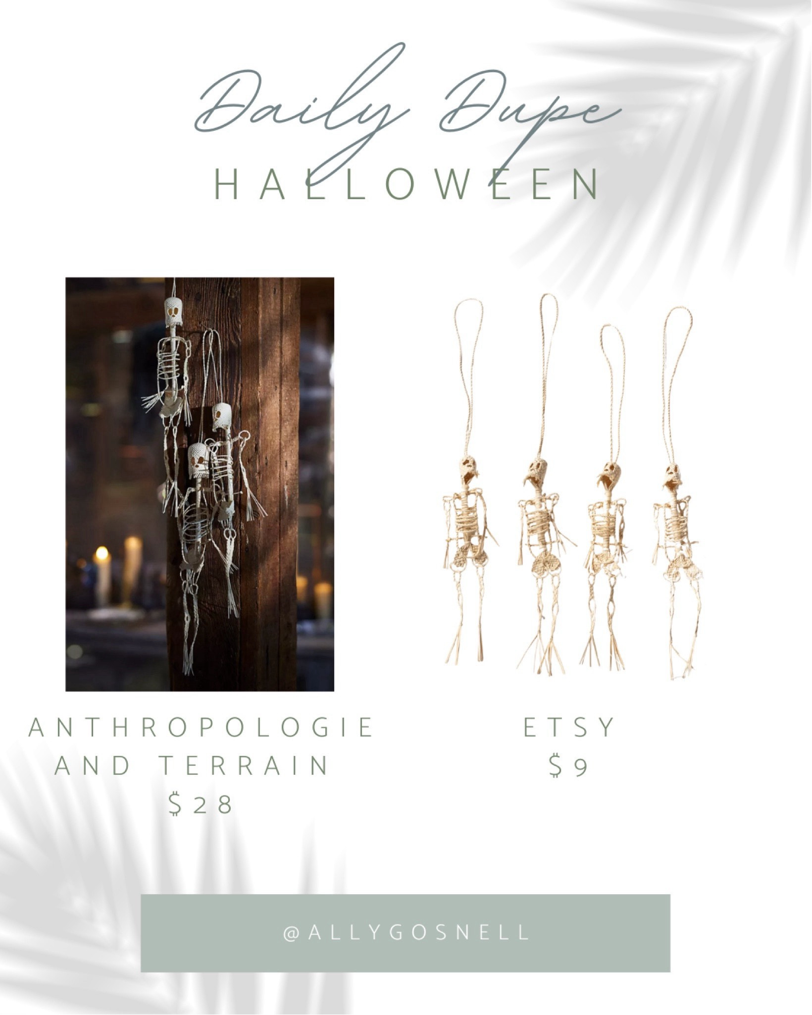 Anthropologie Dupe 💀 These woven skeletons from Anthro and Terrain caught my eye but I couldn’t justify the price. I found exact dupes online in two sizes! The Anthro ones are also currently on sale, but still not as good of a deal. 

Anthropologie, Etsy, Halloween, Boho Halloween, Anthro Halloween, Terrain, Terrain Halloween, Skeleton, Woven Decor, Neutral Decor, Neutral Holiday Decor, Neutral Home, Fall Decor



#LTKSaleAlert #LTKSeasonal #LTKHalloween