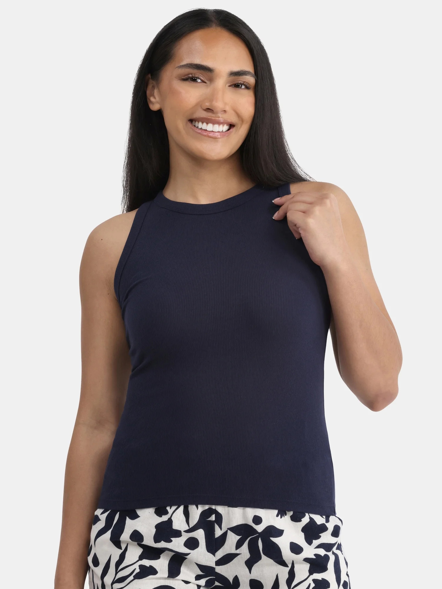 Time and Tru Women's High Neck Ribbed Tank Top, Sizes XS-XXXL | Walmart (US)