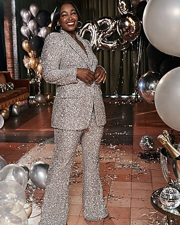 Sequin Boyfriend Blazer + Flare Pant | Express