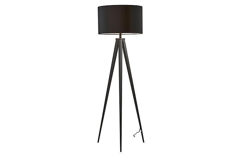 Dayle Tripod Floor Lamp, Black | One Kings Lane
