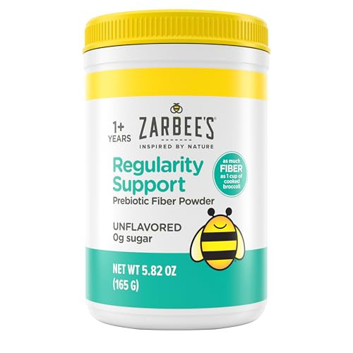 Zarbee’s Children’s Regularity Support Prebiotic Fiber Powder, Flavorless, Sugar Free, Gluten-Free, Daily Fiber Supplement for Kids & Toddlers 1 to 12 Years, 5.82 oz | Amazon (US)