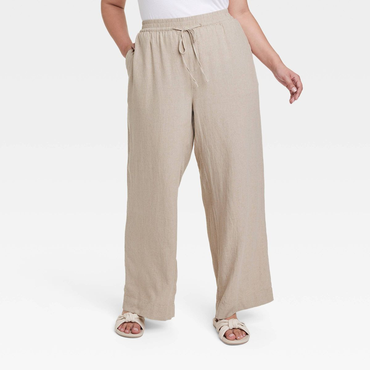 Women's High-Rise Wide Leg Linen Pull-On Pants - A New Day™ | Target
