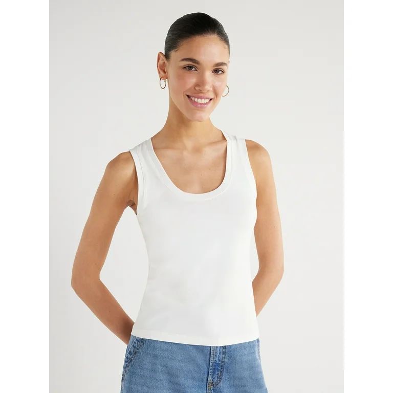Scoop Women’s Ultimate Cotton Jersey Fitted Baby Tank Top, Sizes XS-XXL | Walmart (US)