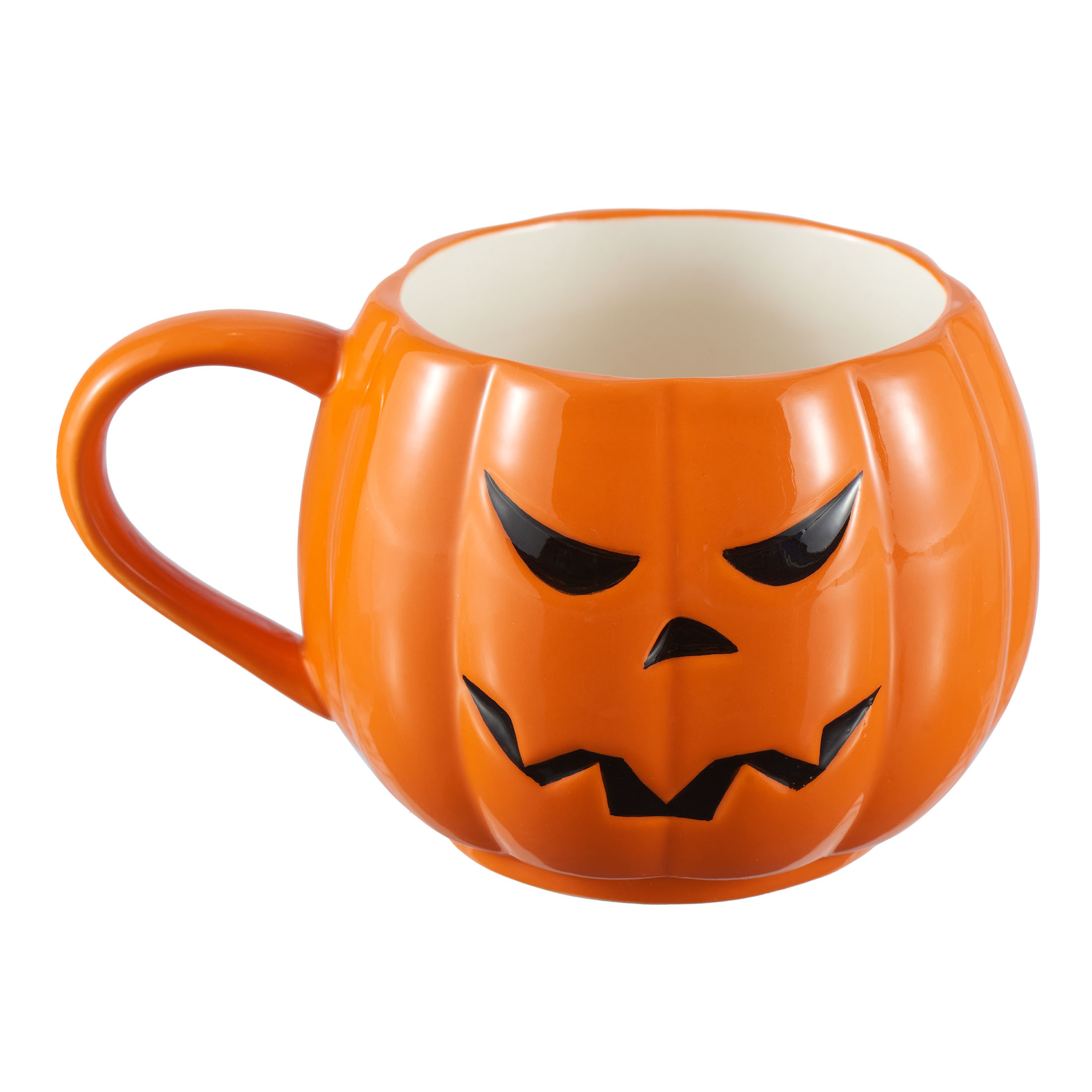 Halloween 13-Ounce Orange Pumpkin Stoneware Stackable Mug Set with Iron Rack, by Way To Celebrate | Walmart (US)