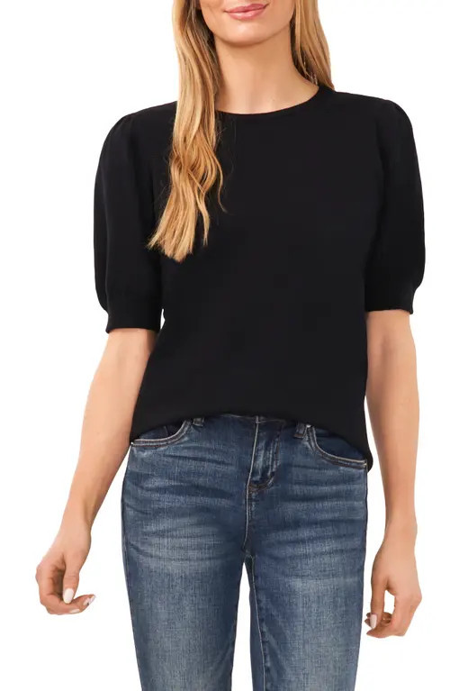 CeCe Puff Sleeve Sweater in Rich Black at Nordstrom, Size Small | Nordstrom