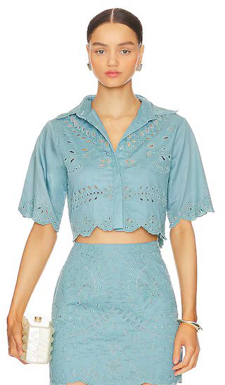 Georgia Blouse in Cadet Blue | Revolve Clothing (Global)