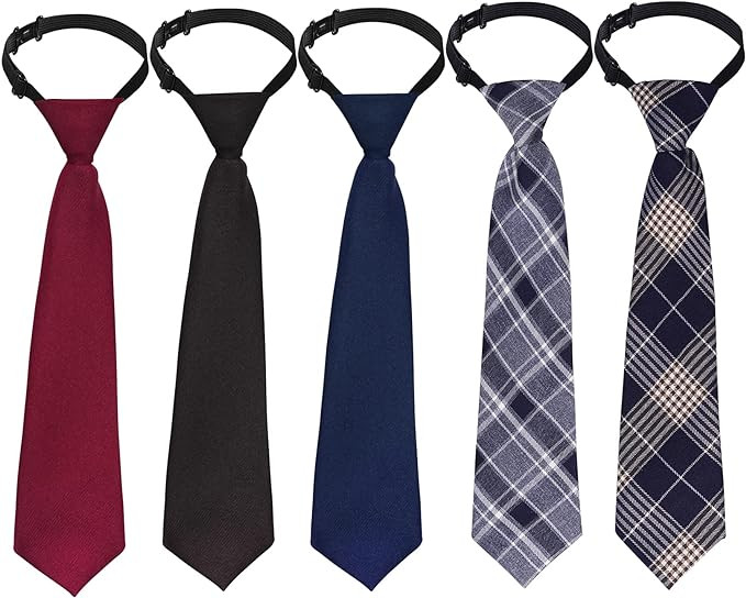 Sucrain 5pcs Boy's Necktie Pre-tied Adjustable Neck Strap Tie for Wedding Graduation School Unifo... | Amazon (US)