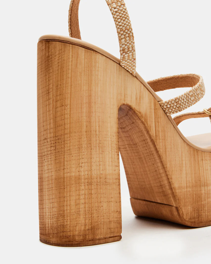 LILIA Raffia Strappy Platform Block Heel Sandal | Women's Heels | Steve Madden (US)
