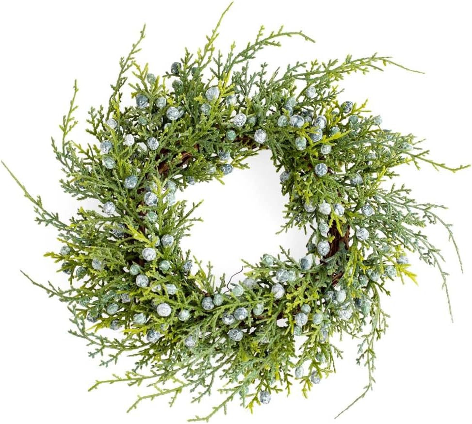 Artificial Oregon Juniper Cedar and Berry Wreath Ring - Weather Resistant Juniper Pine Candle Rin... | Amazon (US)