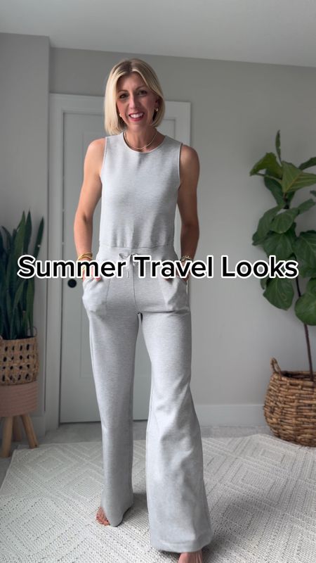 Summer travel outfits with a jumpsuit! It’s so comfortable, breathable + easy to wear & pair lots of ways on your trip so it minimizes packing👏🏻

Use my code: SARAHKELLYXSPANX for 10% + free shipping! I am wearing my true ass size small tall (I’m 5’10” for height reference) 

I have this jumpsuit in 3 colors I’ve lived in it that much the past 2 years! 

#LTKOver40 #LTKTravel #LTKVideo
