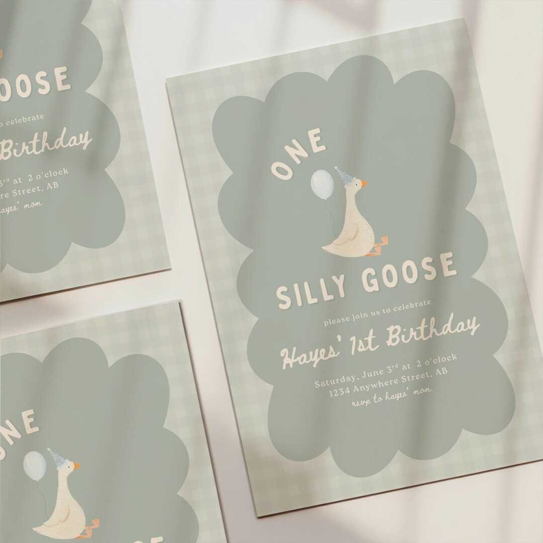 One Silly Goose Birthday Invitation Template | DIY One Silly Goose 1st Birthday Printable | Insta... | Etsy (US)