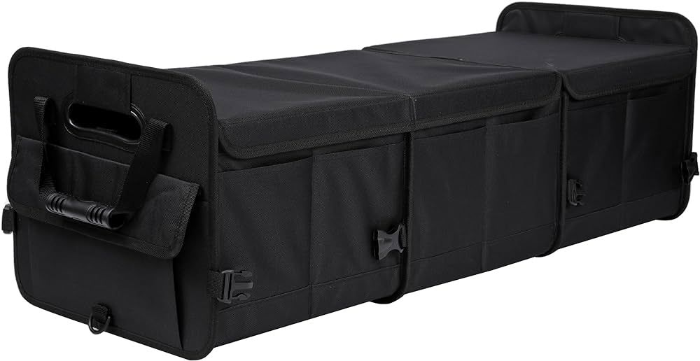 Car Trunk Organizer with Lid Car Storage Organizer Collapsible Multi Compartment Adjustable Strap... | Amazon (US)