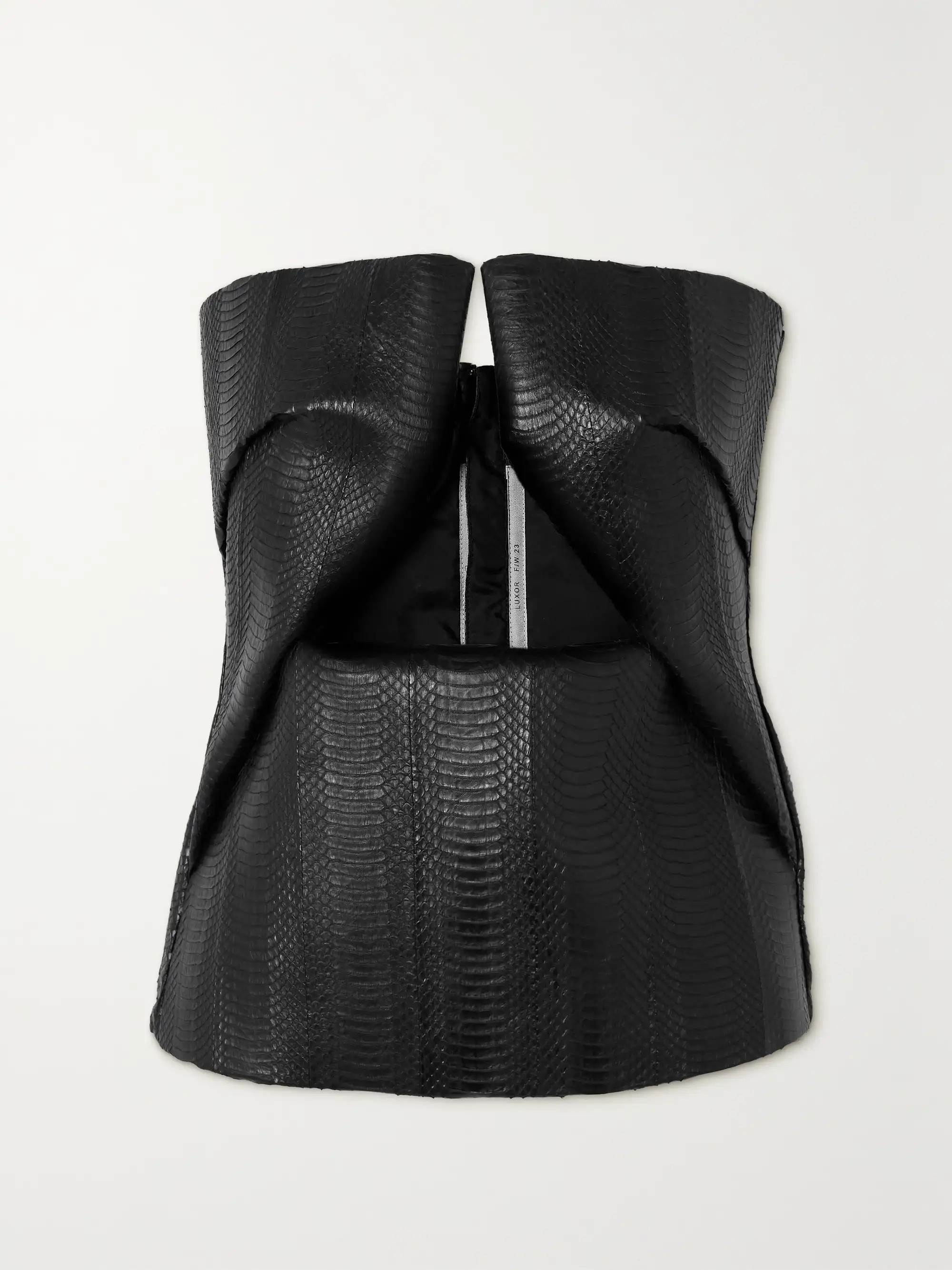 Cut-out croc-effect leather bustier top | NET-A-PORTER (US)