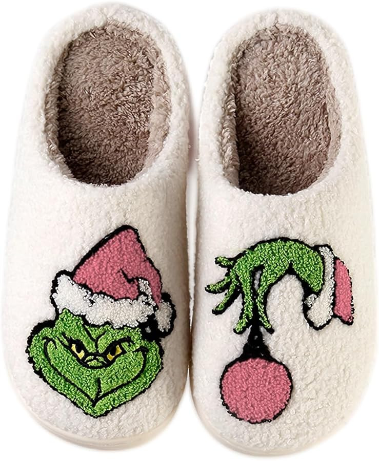 Christmas Santa Reindeer Slippers - Soft Plush Fuzzy Cozy House Slippers for Women Men Indoor Out... | Amazon (US)