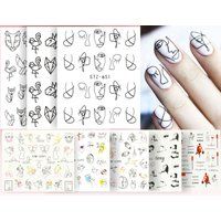 3 Pcs Abstract Pattern Nail Stickers/ Water Transfer Minimalism Animal Outline Sticker/ Linellae Wom | Etsy (US)